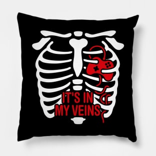 It's in my veins Halloween Rib cage heart gaming gamer Halloween Pillow