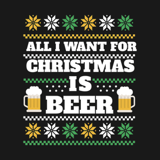 Festive Cheers: Ugly Christmas Sweater Beer Wish T-Shirt