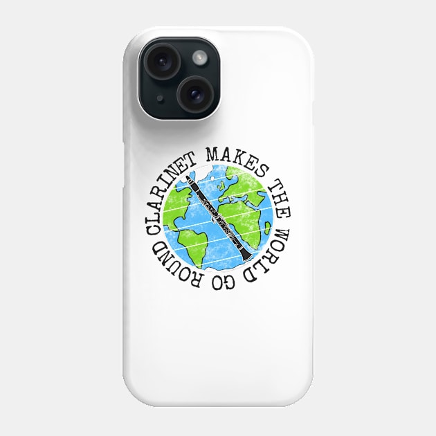 Clarinet Makes The World Go Round, Clarinetist Earth Day Phone Case by doodlerob