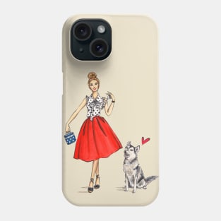 Girl and Husky Phone Case