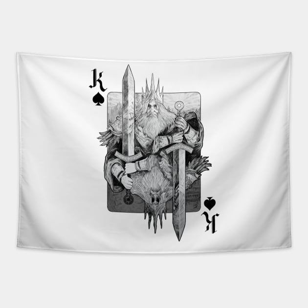 Gwyn, King of Spades Tapestry by andrerb
