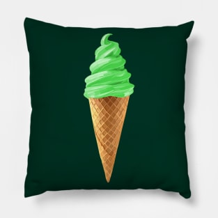 Green Mint Soft Serve Ice Cream Cone Pillow