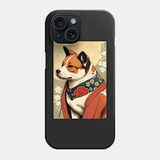 Brown and White dog with red robe - Japanese style Phone Case