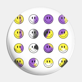 Mini Smiley Faces Bundle - Nonbinary Pride Pin