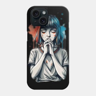 Painted cute shy anime girl Phone Case