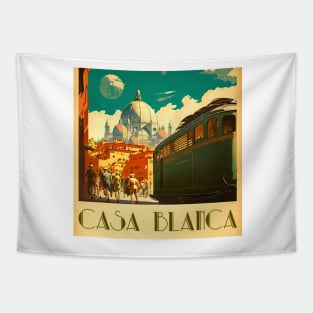 Casa Blanca Morocco Vintage Travel Art Poster Tapestry