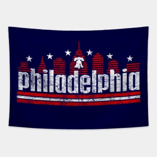 Vintage RETRO PHILLY SKYLINE RED WHITE AND BLUE PHILADELPHIA FAN Tapestry