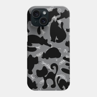 Black Cat Fish-bone pattern Phone Case