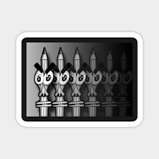 Angry Pencil Fade Out Beige Black and White Magnet