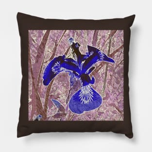 iris in blue Pillow