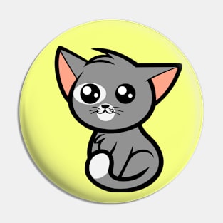 Cute Grey Kawaii Kitten Pin