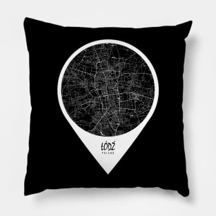 Lodz, Poland City Map - Travel Pin Pillow