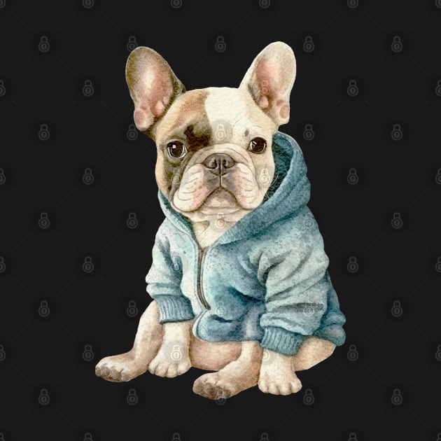 Cute French bulldog wearing jacket no text by artsytee