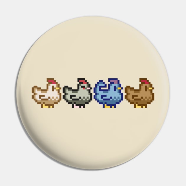Pixel Chickens Pin by TASCHE