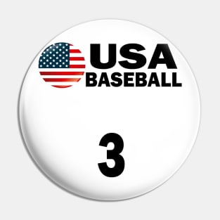 USA Baseball Number 3 T-shirt Design Pin