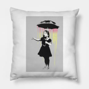 Banksy Nola Umbrella Girl Art Pillow