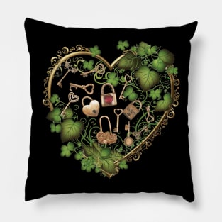 Locks of Love - Vintage Keys in a Celtic Floral Heart Pillow