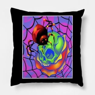 Spider skull and Rose Pillow