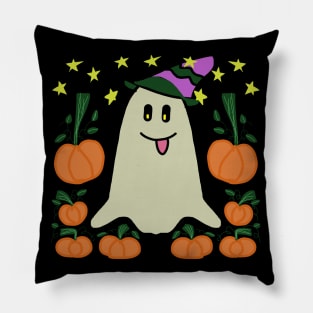 Halloween Cute Ghost With Pumpkin Pillow