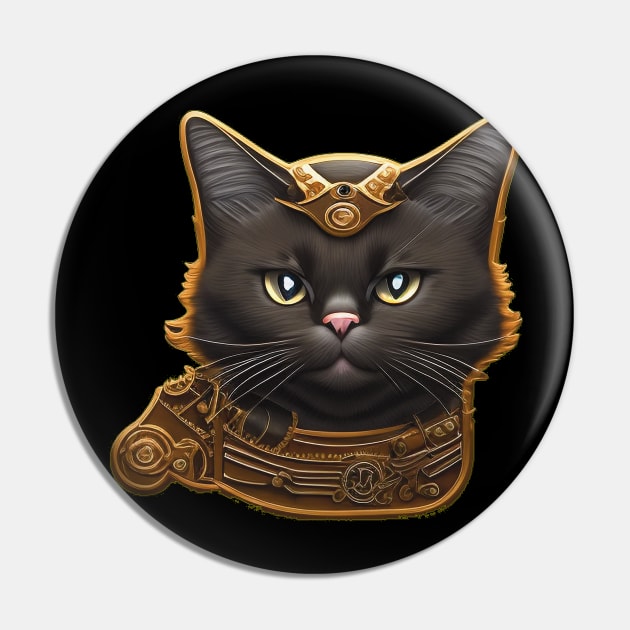 Steampunk Cat with Mechanical Collar Pin by ImaginativeInkPOD