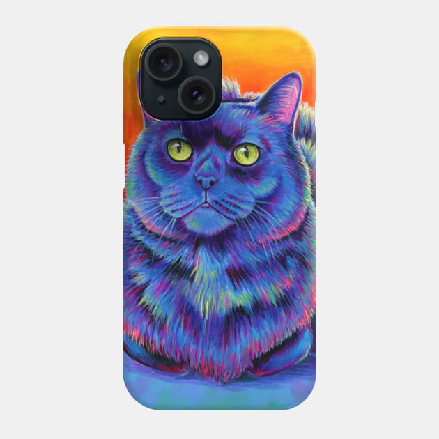 Fiery Black Cat Phone Case by rebeccawangart