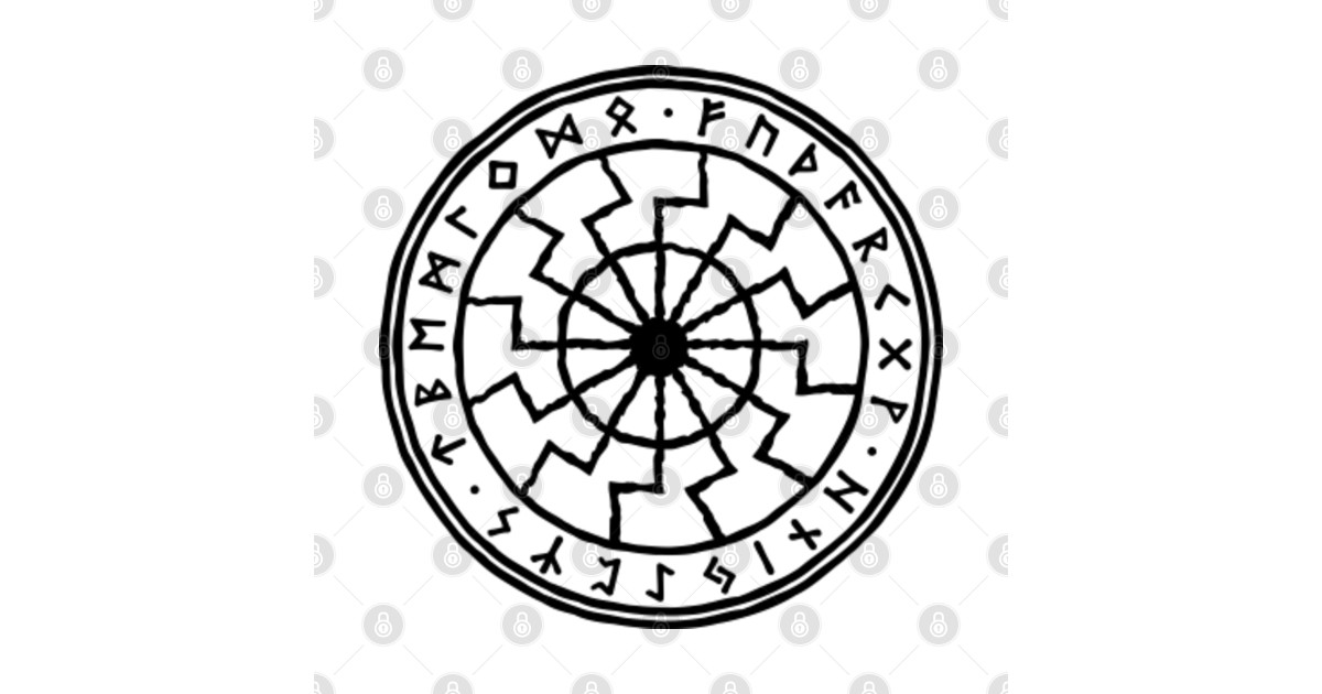 Black Sun with Runes Black Sun Sticker TeePublic