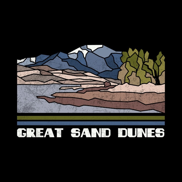 Great Sand Dunes National Park Nature Lover Vintage Retro Skyline Hiking Outdoor Travel Adventure by NickDezArts