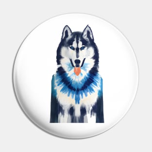 Cute Alaskan Husky Watercolor Artwork Pin