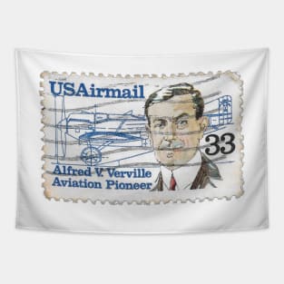 US Airmail Alfred V Verville Aviation Pioneer Stamp 1980s Tapestry