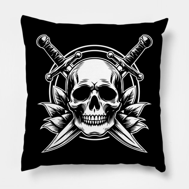 skull and swords Pillow by lkn