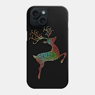 Swirly Colorful Christmas Reindeer Silhouette Phone Case