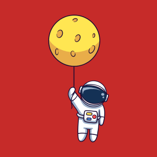 Astronaut Floating With Moon Balloon T-Shirt