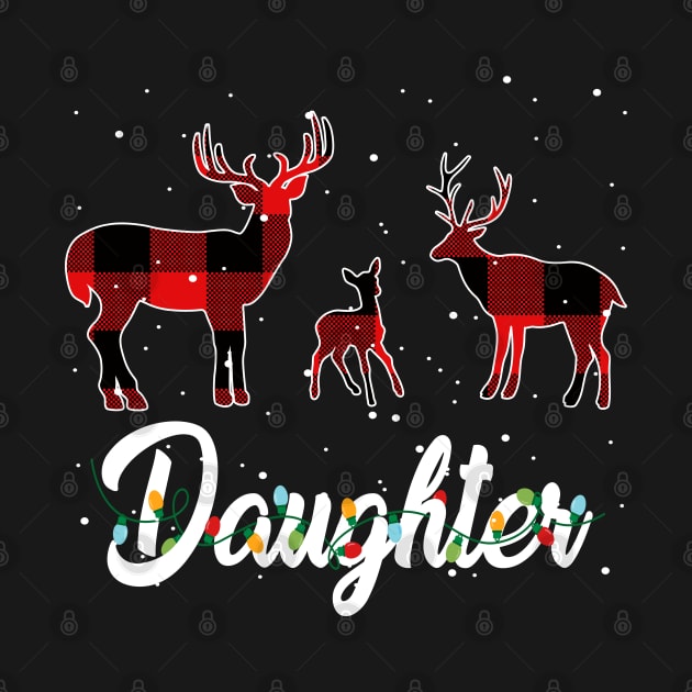 Daughter Reindeer Plaid Pajama Shirt Family Christmas by intelus