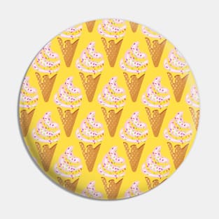 Ice cream pattern frozen yogurt in waffle cone Pin