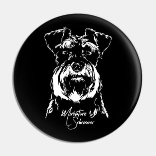 Miniature Schnauzer dog portrait Pin