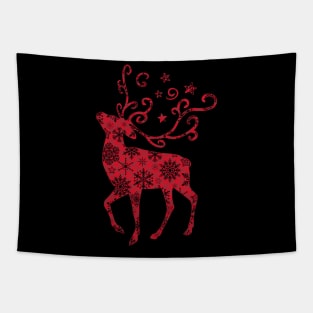 Christmas reindeer t-shirt | Christmas red reindeer snowflake t-shirt | Christmas t-shirt gift for him her Tapestry