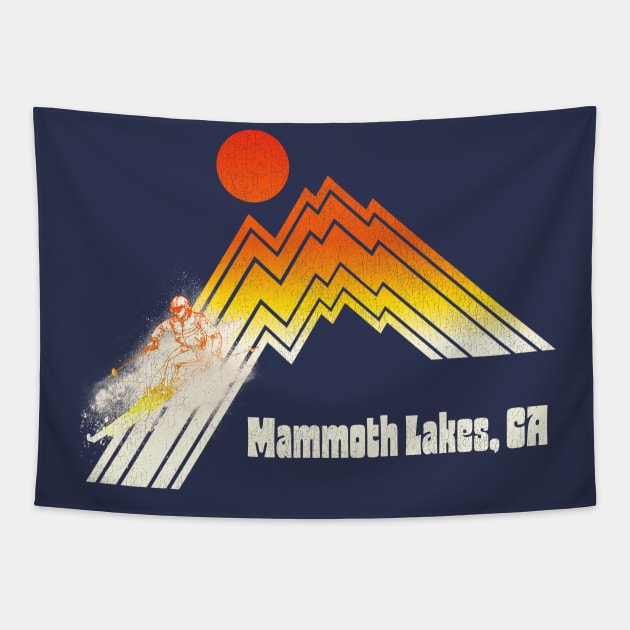 Mammoth Lakes California 70s/80s Retro Souvenir Style Skiing Tapestry by darklordpug