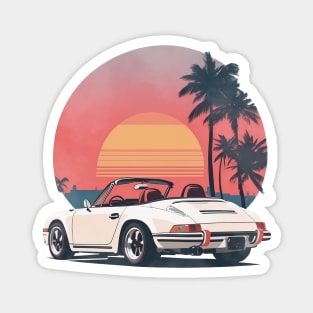 Vintage Summer Porsche Beach Sunset sports car Magnet