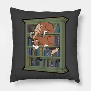 Horse in a Bookcase Pillow