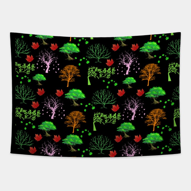 colorful trees pattern Tapestry by ICONIS