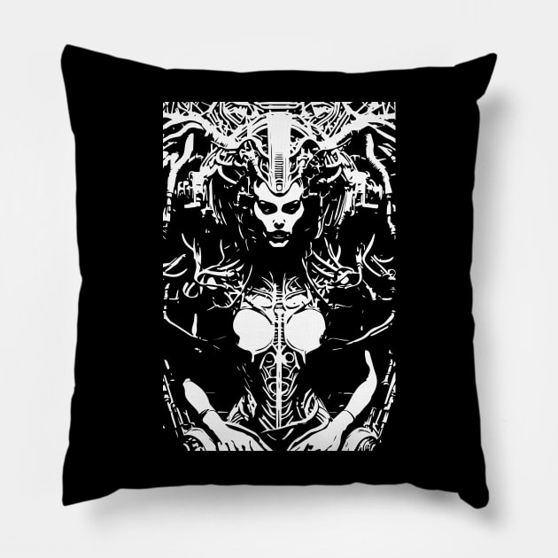 sci fi woman cyborg Pillow by lkn