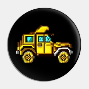 Cool Yellow Jeep Pixel Art T-shirt Pin