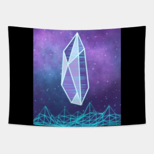 Neon Synthwave Crystal Wireframe Vaporwave Geometric Gem Tapestry