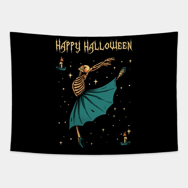 Ballet dancing skeleton tshirt halloween costume gift t-shirt Tapestry by American Woman