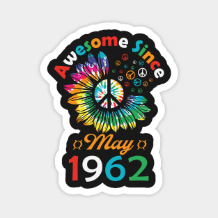 Funny Birthday Quote, Awesome Since May 1962, Retro Birthday Magnet