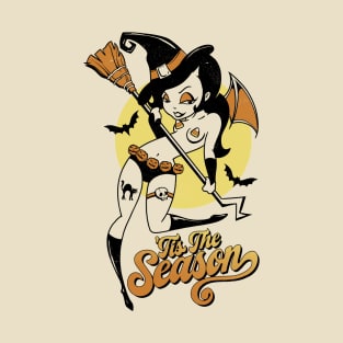 This The Season Halloween Rentro Vintage Pin Up Design T-Shirt