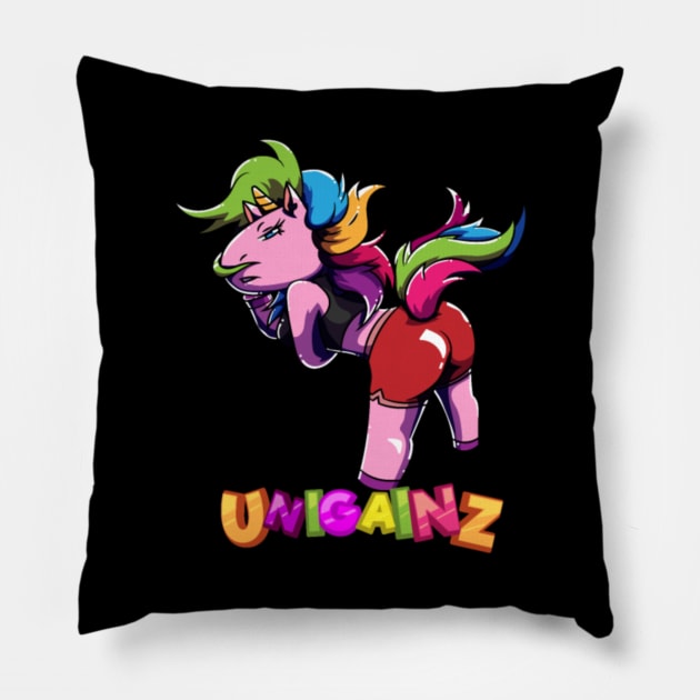 Unicorn Training Gain Weight Biceps Woman Pillow by Xizin Gao