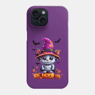 Cute halloween bat with hat Phone Case