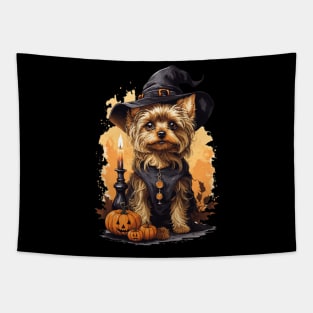 A witch's familiar Halloween Yorkshire Terrier Tapestry