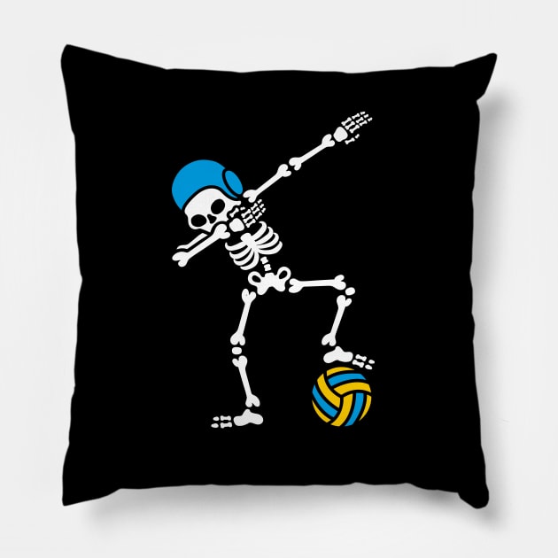 Dab dabbing skeleton Water polo Halloween Pillow by LaundryFactory